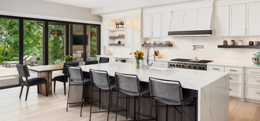 Spotless home kitchen cleaned by trusted cleaners.